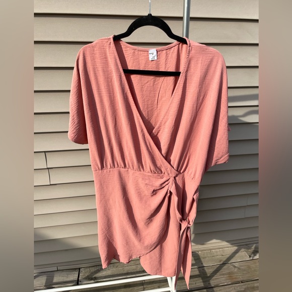 Pink coral wrap dress - Picture 1 of 2